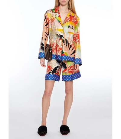 Shop Gucci Tropical Print Silk Shorts