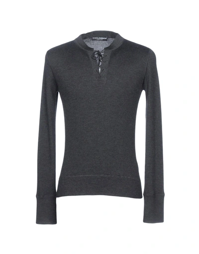 Shop Dolce & Gabbana Man Sweater Lead Size 40 Cashmere, Silk In Grey