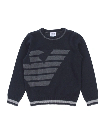 Shop Armani Junior Sweaters In Dark Blue
