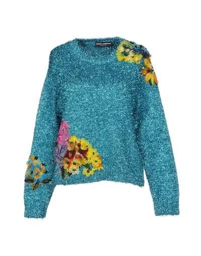Shop Dolce & Gabbana Sweaters In Turquoise