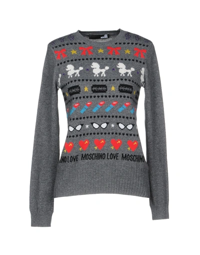 Shop Love Moschino Sweater In Grey