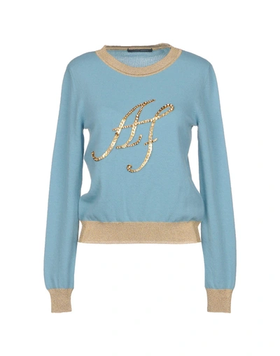 Shop Alberta Ferretti Sweater In Sky Blue