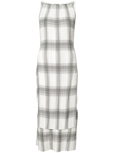 Shop Helmut Lang Pleated Plaid Dress