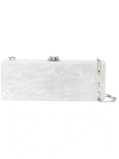 Shop Edie Parker Flavia Pearl Effect Clutch Bag - White