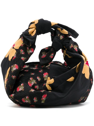 Shop Simone Rocha Floral Print Shoulder Bag  In Black