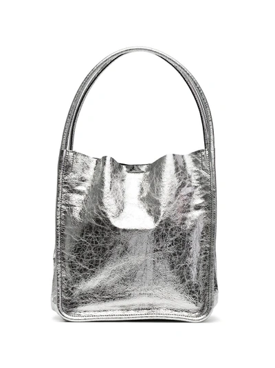 Shop Proenza Schouler Silver Metallic Large Leather Tote Bag