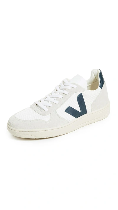 Veja V 10 B Mesh Sneakers In White/nautico