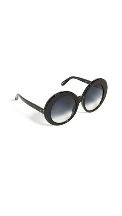 Shop Linda Farrow Luxe Oval Oversized Sunglasses In Black/grey