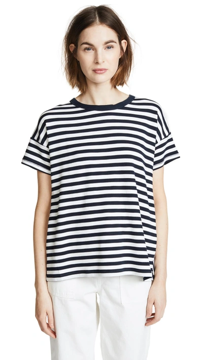 Shop Rag & Bone Kat Split Back Tee In White/navy