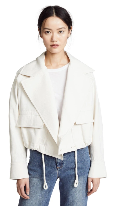 Shop Vince Cropped Lapel Jacket In Horchata