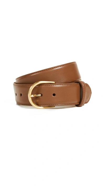 Shop W.kleinberg Pebbled Leather Basic Belt In Cognac