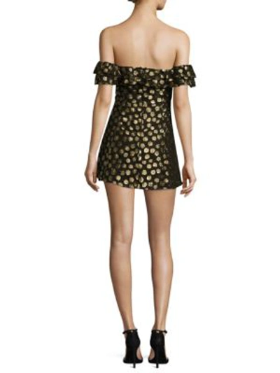 Shop For Love & Lemons Lottie Off-the-shoulder Dress In Golddot