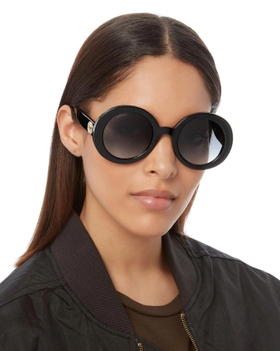 Shop Gucci Thick Round Sunglasses In Black