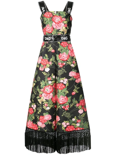 Shop Dolce & Gabbana Tassel Rose Print Jumpsuit