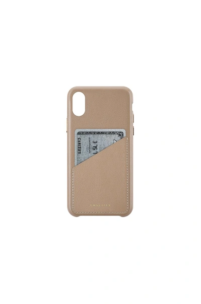Shop Casetify Leather Card Iphone X Case In Brown.