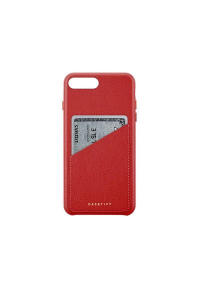 Shop Casetify Leather Card Iphone 6/7/8 Plus Case In Red. In Cherry