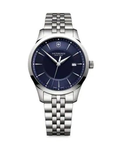Shop Victorinox Swiss Army Alliance Stainless Steel Round Bracelet Watch In Blue