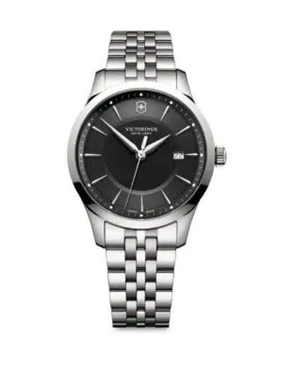 Shop Victorinox Swiss Army Alliance Stainless Steel Bracelet Watch In Black
