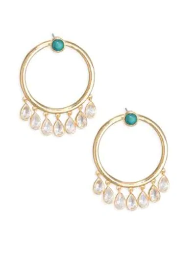 Shop Jules Smith Calypso Crystal Hoops In Yellow Gold