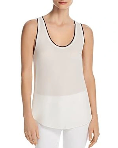 Shop Theory Tipped Silk Tank In Ivory/navy