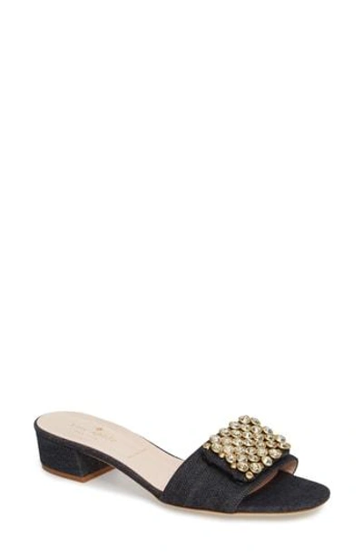 Shop Kate Spade Mazie Crystal Embellished Slide Sandal In Indigo