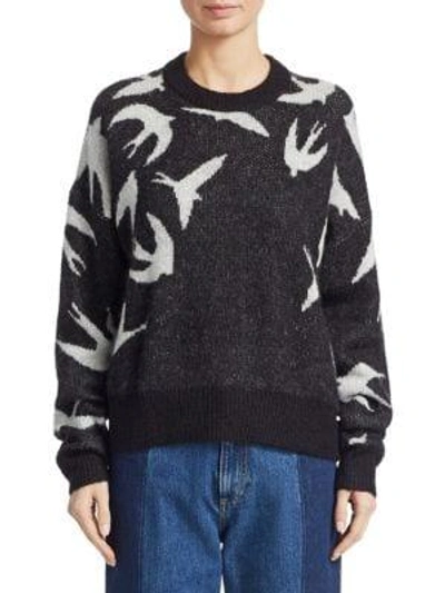 Shop Mcq By Alexander Mcqueen Swallow Swarm Sweater In Black White