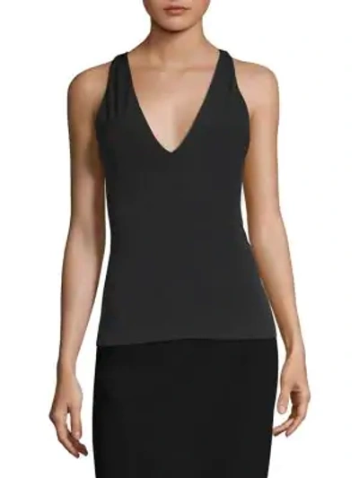 Shop Dkny V-neck Tank Top In Black