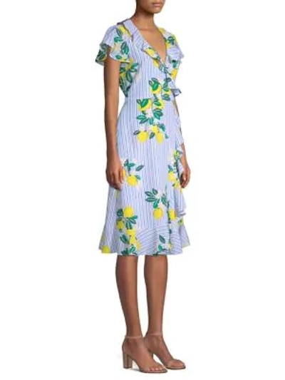 Shop Draper James Collection Lemon Blossom Floral Silk Wrap Dress In Yellow Multi