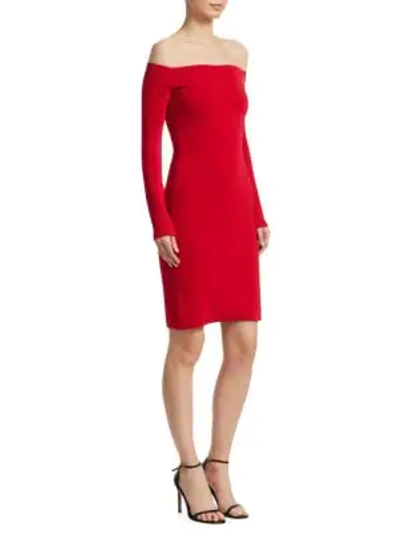Shop Elizabeth And James Omorose Off-the-shoulder Dress In Bright Red