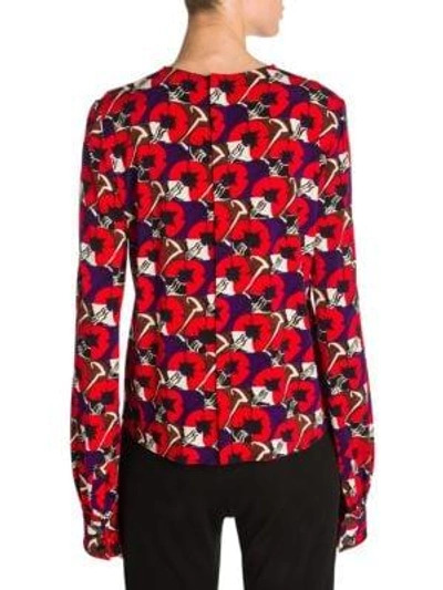 Shop Marni Printed Jersey Top In Red Multi