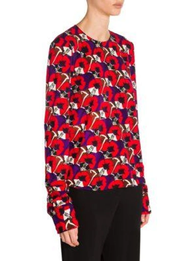 Shop Marni Printed Jersey Top In Red Multi