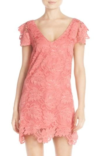 Shop Bb Dakota 'jacqueline' Lace Shift Dress In Coral