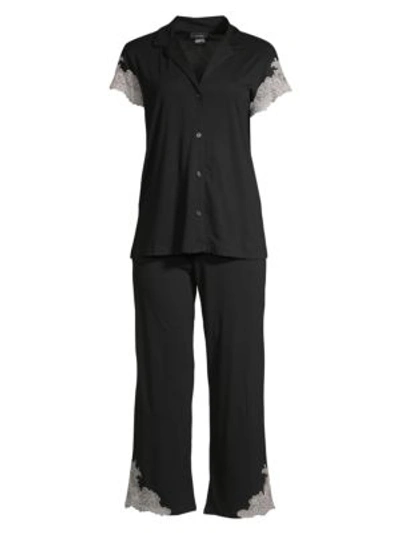 Shop Natori Women's 2-piecelux Shangrila Pajama Set In Black