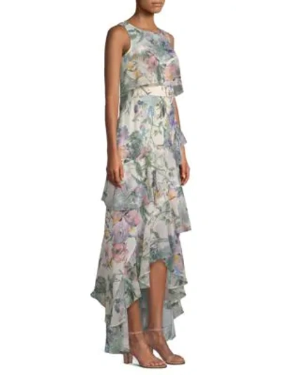 Shop Parker Black Kimberly Ruffle High-low Dress In Hydrangea