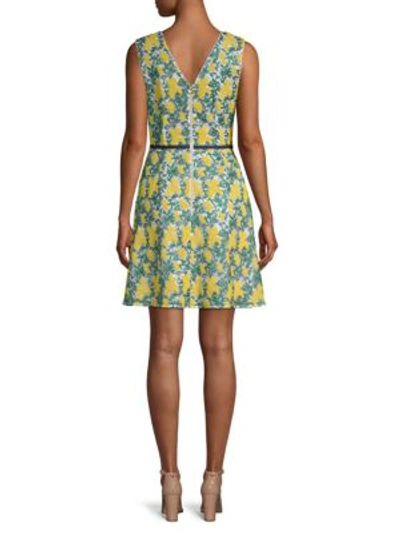 Shop Draper James Embroidered Fit-&-flare Dress In Vibrant Yellow