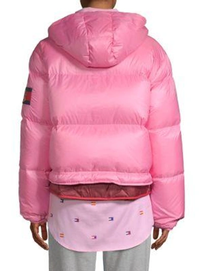 Shop Tommy Hilfiger Multicolor Double Down Puffer Coat In Azalea Pink