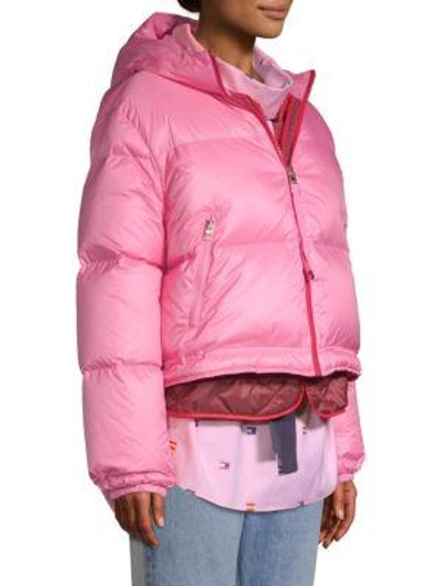 Shop Tommy Hilfiger Multicolor Double Down Puffer Coat In Azalea Pink