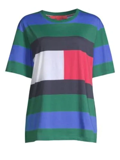 Shop Tommy Hilfiger Rugby Stripe Tee In Bayberry Multi