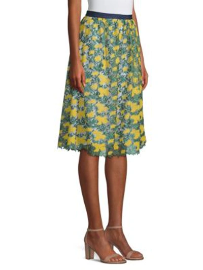Shop Draper James Embroidered Floral A-line Skirt In Vibrant Yellow