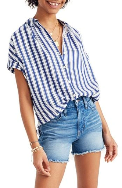 Shop Madewell Stripe Central Shirt In Oxford Blue