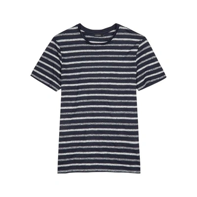 Shop J. Lindeberg Coma Striped Linen T-shirt In Navy