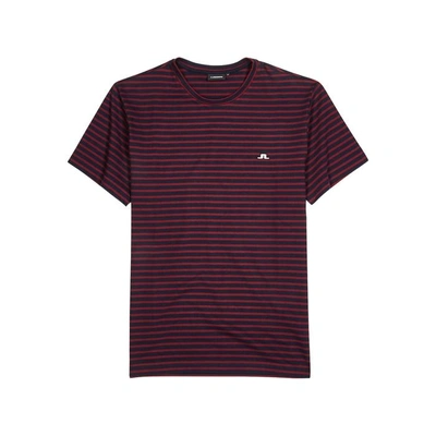 Shop J. Lindeberg Charles Striped Cotton T-shirt In Navy