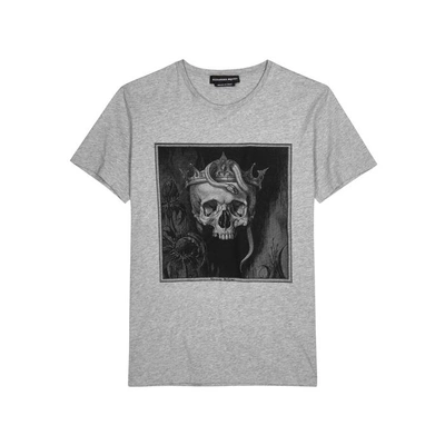 Shop Alexander Mcqueen Light Grey Skull-print Cotton T-shirt