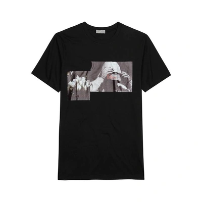 Shop Dior François Bard-print Cotton T-shirt In Black