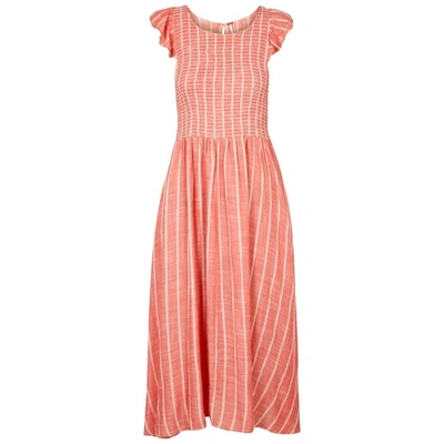 Shop Free People Chambray Butterflies Striped Midi Dress In Pink