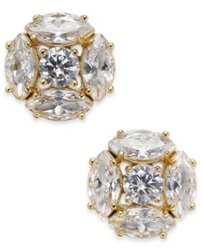 Shop Kate Spade New York Gold-tone Crystal Cluster Stud Earrings In Clear/gold