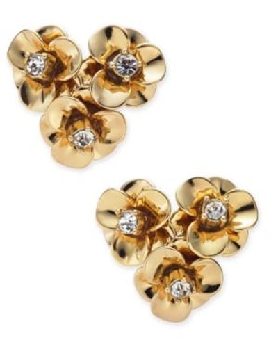 Shop Kate Spade New York Gold-tone Pave Flower Cluster Stud Earrings
