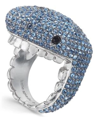 Shop Kate Spade New York Silver-tone Pave Shark Ring In Blue Multi