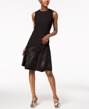 calvin klein black fit and flare dress