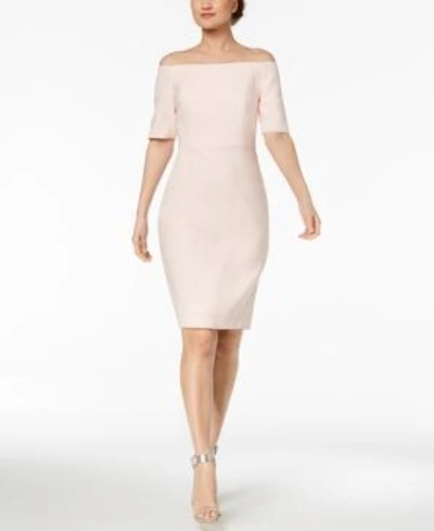 Shop Calvin Klein Off-the-shoulder Sheath Dress In Petal